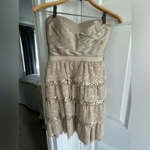 BCBG strapless gold short dress- size 6p- worn once